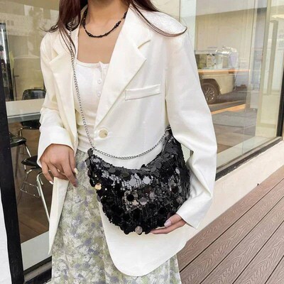 Korean Chain Sequin Crobody Bag Evening Clutch Bag Dinner Pa