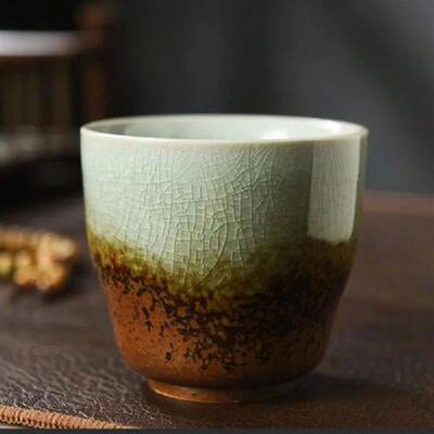 2 Pcs/Set Retro Firewood Burning Coarse Pottery Tea Bowl