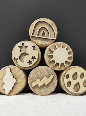 Wooden Play Dough Stamps Open Ended Play Toys Handmade Stamp
