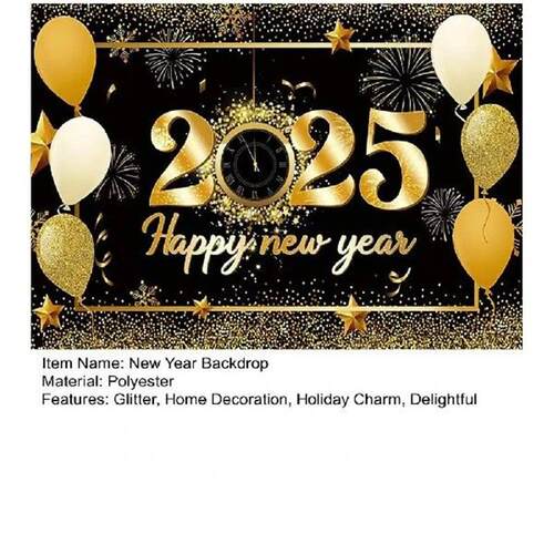2025 Happy New Year Backdrop Glitter New Years Eve Hanging