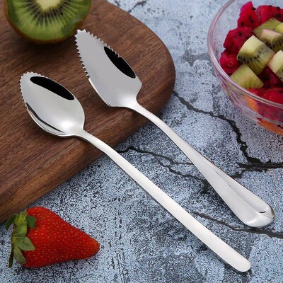 Grapefruit Spoon with Serrated Edge Stainless Steel Long Han