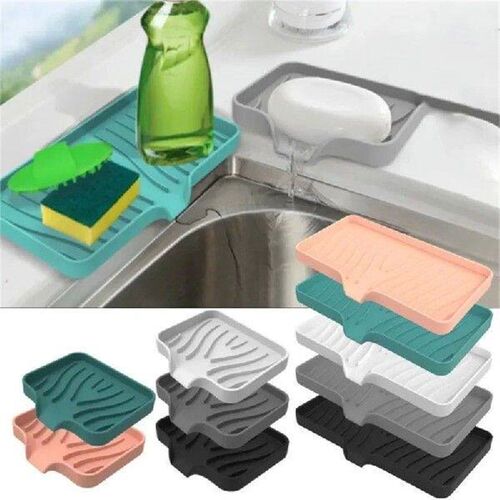 Silicone Faucet Mat Sink Tray Soap Dispenser Sponge Drain