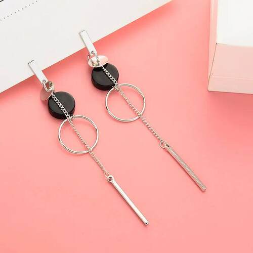 rend Geometric Circle Tassels Roud Wafer Long Bar Pendant Ea