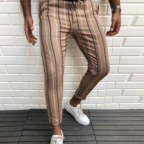 Mens stripe fashion nine point pants casual pants fashion t