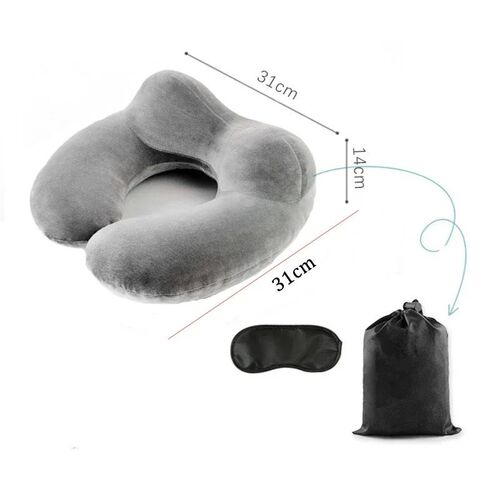 U-Shape Travel Pillow for Airplane Inflatable Neck Pillow Tr