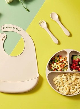 Baby Silicone Bibs Babies Waterproof Bib Solid Color 6-speed