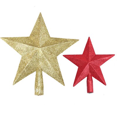 3D Five point Gold Powder Flash Star Christmas Tree Top Star