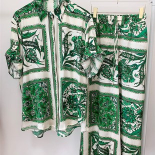 Womens Pajama Set Print Summer Spring Short Sleeve Ladies S