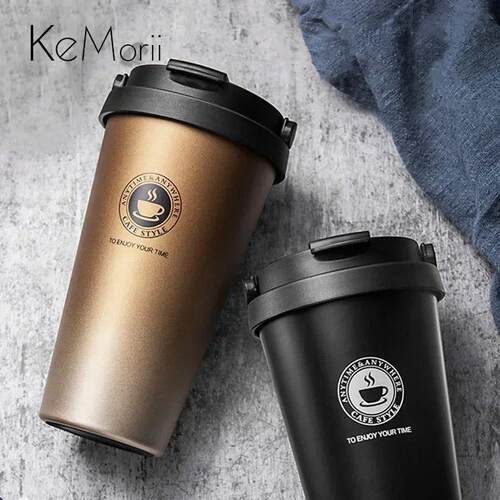 500ml Insulated Travel Coffee Cup Double Wall Leak-Proof The