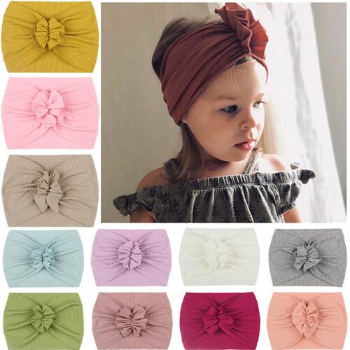 Cute Bows Baby Headband Solid Color Elastic Newborn Baby Gir