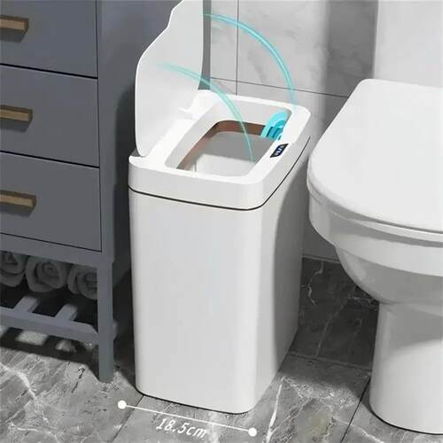 White Touchless 15L Smart Sensor Trash Can  Electronic Bat