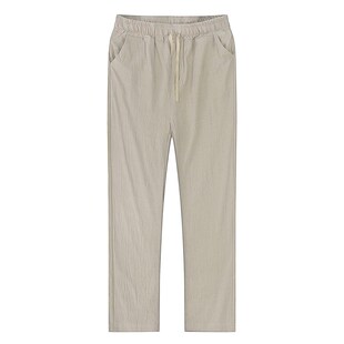 Mens Cotton Linen Pants Male Autumn New Breathable Solid Co