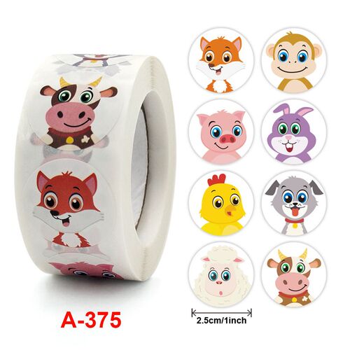 50-500pcs Cartoon Animal Children Sticker Label Thank You St
