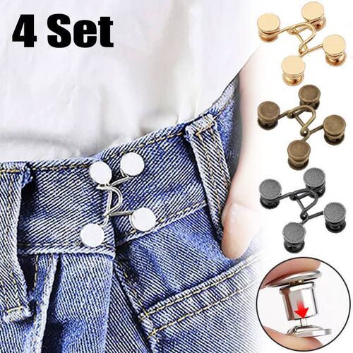 4 Set Nail-free Metal Jeans Button Snaps Detachable Pants Cl