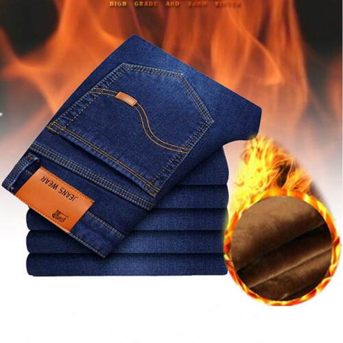 Mens winter thickened Jeans pants man warmth s