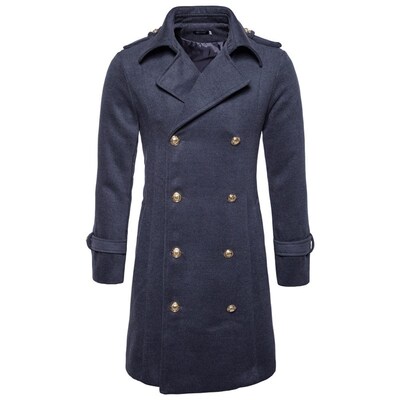Double breasted mens coat and coat medium length slim man i