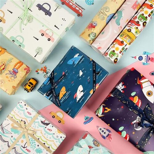 汽车包装纸kids birthday gift wrapping paper礼物包装纸男童