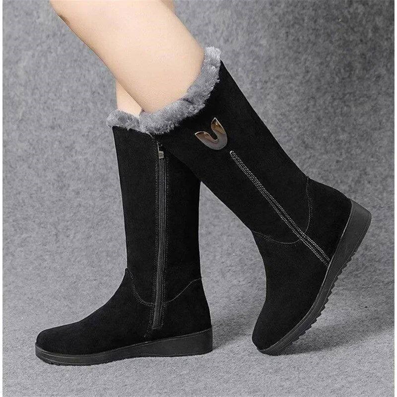 Warm Chelsea High Boots Women 2023 New Winter Shoes Woman Fl图片