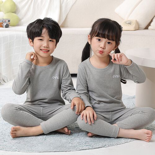 Kids Winter Thermal Underwear Sets w Wool Silk for Boys Girl