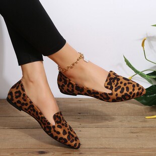 BCEBYL Loafers Flats Leopard Pointed Toe Casual Women Shoes