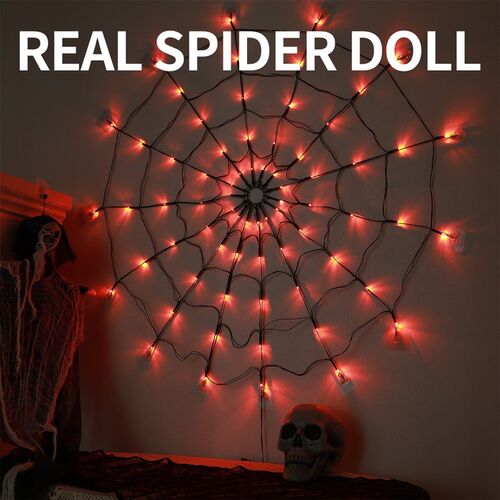Diameter Solar Halloween Spider Web Lights 60LED 8Mode Spide