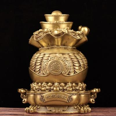 黄铜存钱罐摆件铜袋客厅存钱袋储蓄罐聚宝盆摆件工艺品