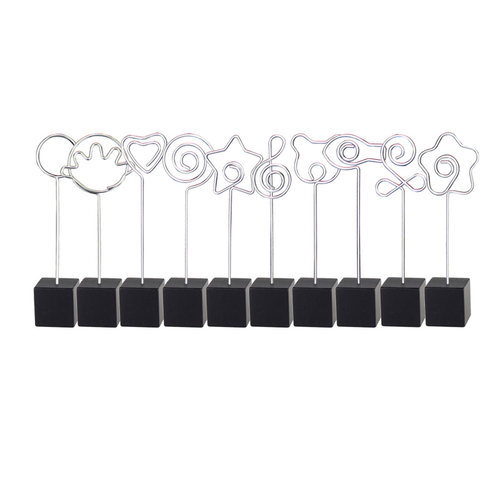 10件一套,实黑方形树脂花式便签便条夹/名片相片夹/记事广告夹