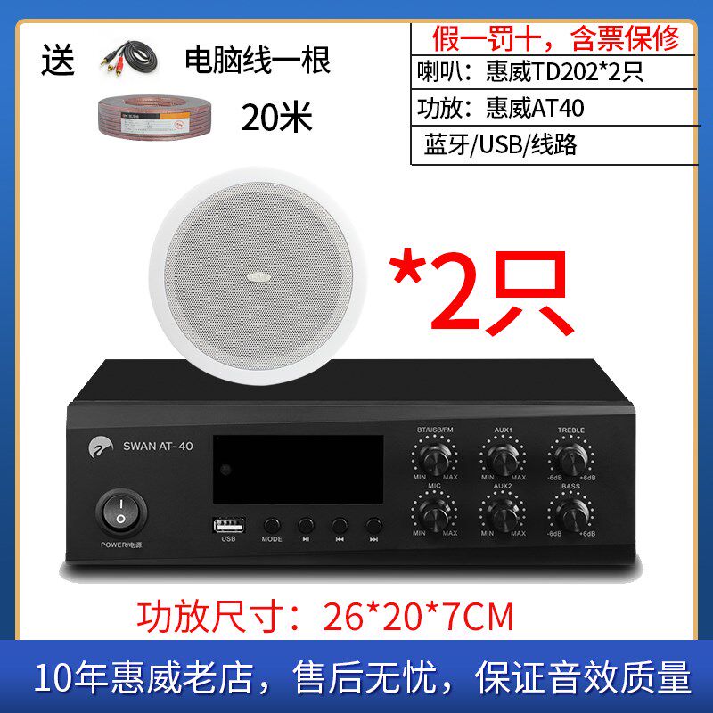 Hivi/惠威 TD202吸顶喇叭6.5寸天花吊顶嵌入式背景音乐音响套装
