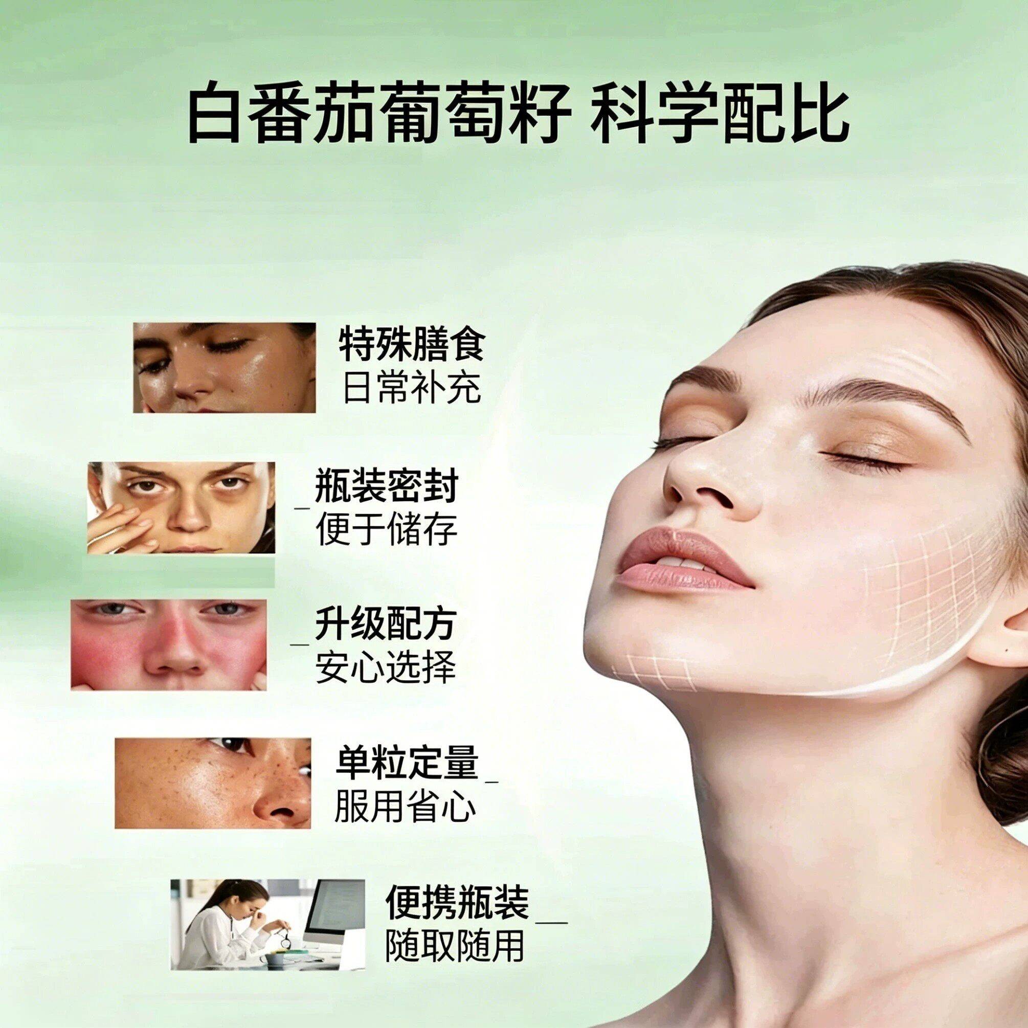 葡萄籽白番茄皮肤生暗i沉色肤紧i致甄选原料白YIK茄番籽健康活