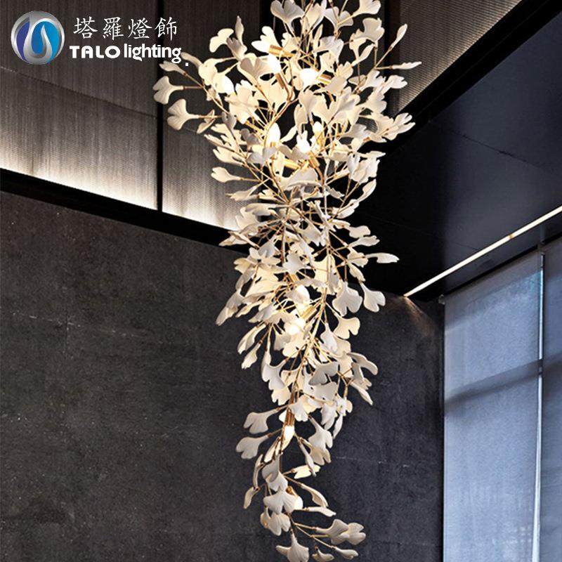 个性艺术银杏叶花瓣吊灯loft别墅挑空跃层酒店大堂设计师创意吊灯,家装灯饰光源,智能吊灯,淘宝优惠券,粉丝福利购,淘宝优惠卷