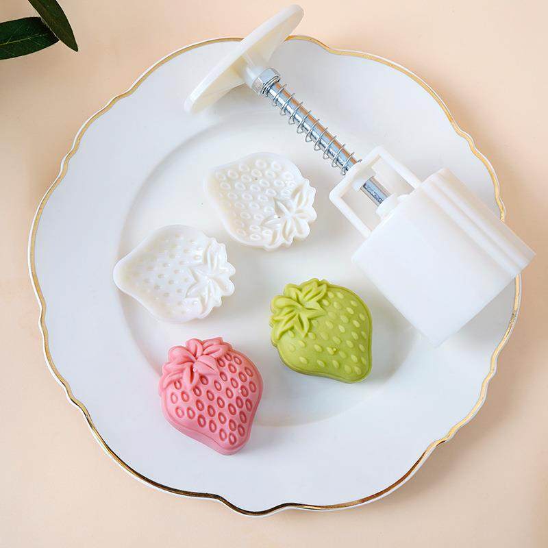 草莓冰皮月饼模具新款2025手压式家用压花按压模模型印具烘焙工具