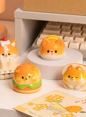 创意卡通面包小狗树脂小摆件办公室桌面装饰工艺品学生礼品公仔