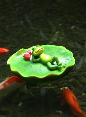 漂浮鸭子浮水青蛙摆件树脂仿真动物装饰品庭院花园水池鱼塘造景