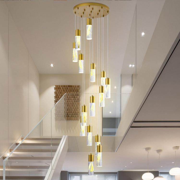 雷朗灯饰复式楼水晶楼梯吊灯创意大气别墅旋转长吊灯led北欧吊灯,家装灯饰光源,智能吊灯,淘宝优惠券,粉丝福利购,淘宝优惠卷