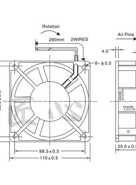 JHDFAN AC AXIAL FAN 11025B2H 220/240V 19/18W 0.09A轴流风机