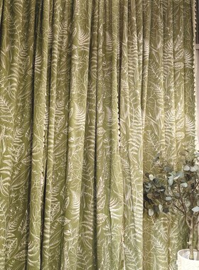 绿色叶子窗帘1片价格  布料尺寸宽150(挂钩款,挂钩后宽约90cm)