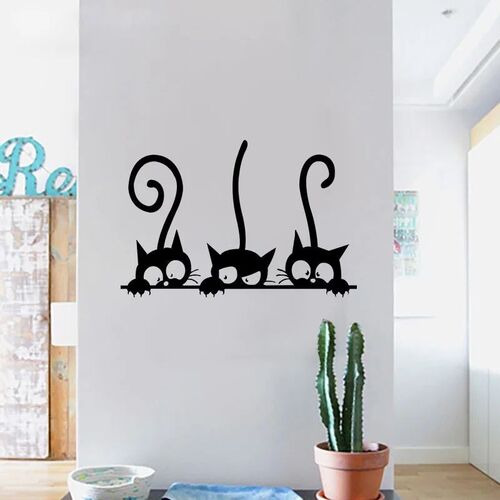 Creative Lazy Black Cat Wall er Home Bedroom Decoration Mura