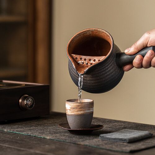 煮茶壶陶壶罐罐茶壶古法陶瓷单个侧把电陶炉装专用围炉烤茶鏊金