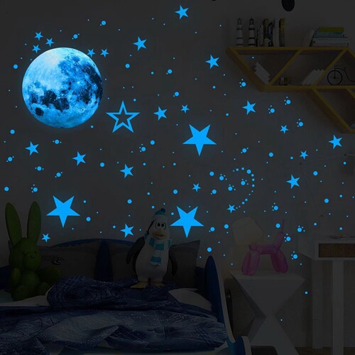 435pcs/set Luminous Moon Stars Dots Wall er Kids Room Bedroo