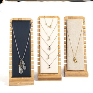 Wooden Bamboo Necklace Stand Jewelry Display