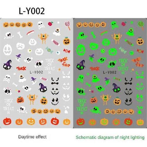 Halloween Glow Nail Art Stickers 3D Spider Web Fluorescence