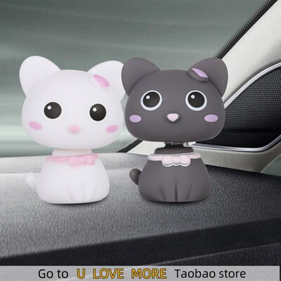 1PC Cat Head PVC Shaking Cute Figures Car Office Home Orname