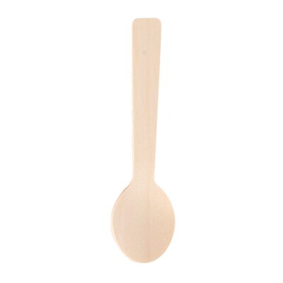 100Pcs Disposable Wooden Spoon Mini Ice Cream  Party Tablewa