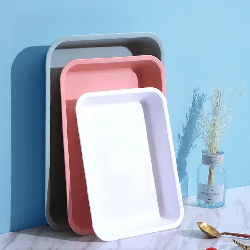 Plastic Rectangular Deepening Tray  Dish Bread Plate Breakfa