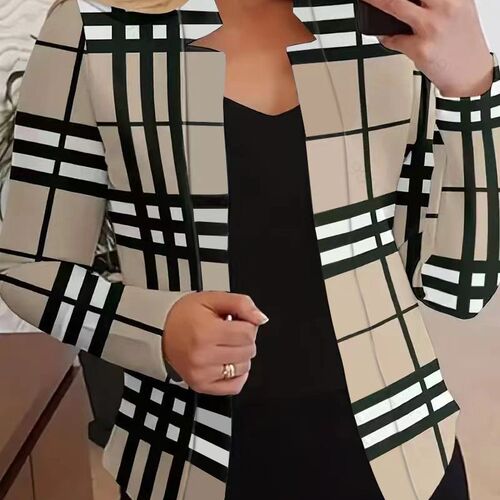 2025 Womens Fashion Nobutton Tops Printed Blazer 2025 Europe