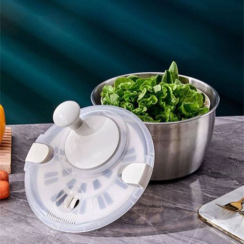 5L Stainless Steel Salad Spinner Large Capacity Fruit Vegeta
