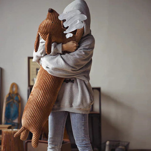 腊肠狗黑猫熊猫大花沙发装饰靠枕长条形抱枕靠垫家居可爱午睡腰枕