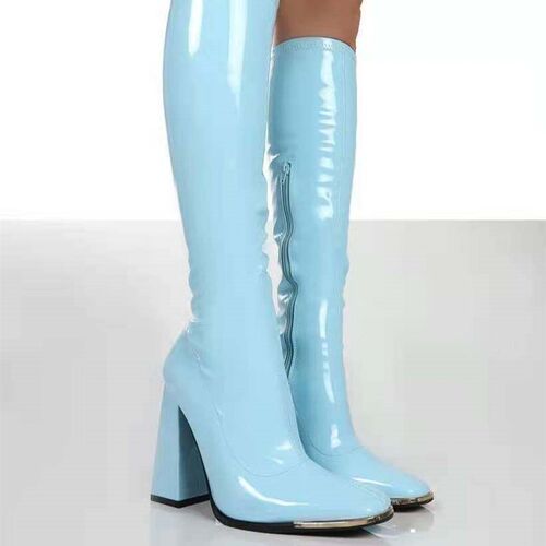 Woman Boots Square Heel Knee-High Classic Square Toe Boots P