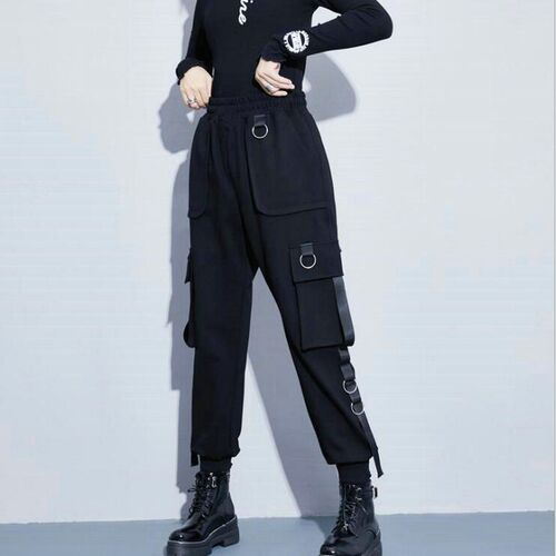 2023 Spring Summer Cargo Womens Pants Punk Black Female Jog