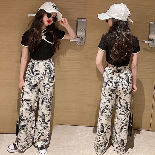 Girls Summer Fashion Suit Western Style Little Girls Ink P